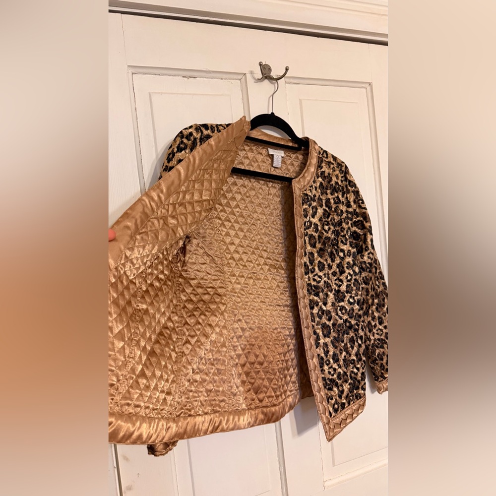 Chico's Leopard Print Quilted Blazer - Picture 7 of 14